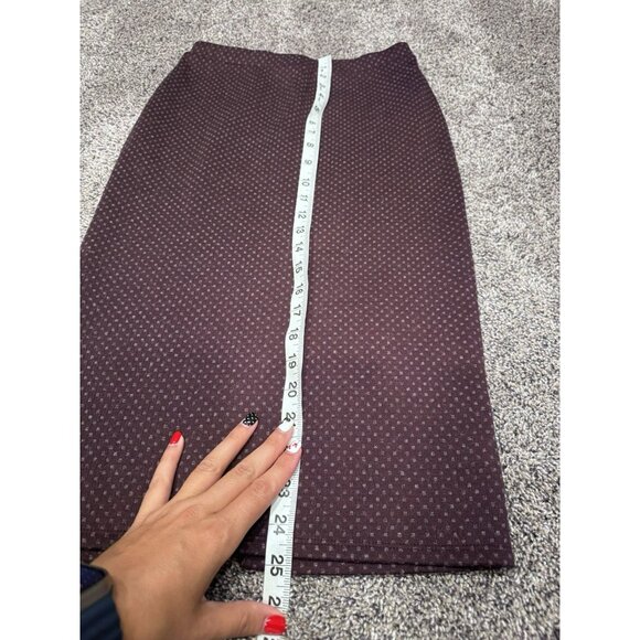 Free People Ludlow Burgandy Polka Dot Curvehuggin Knit Pencil Skirt Sz XS EUC - Picture 5 of 7